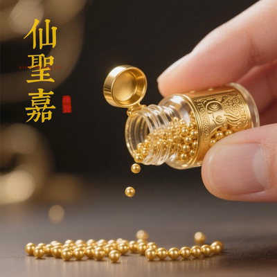 【仙圣嘉珠宝】足金999小金豆散珠小金珠金豆DIY足金金豆小礼物