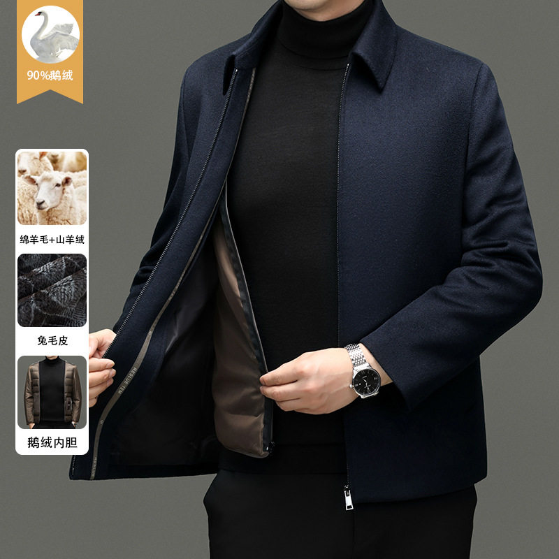 90%绵羊毛+10%山羊绒＋兔毛皮鹅绒内胆男士高端商务毛呢夹克拉链,男装,毛呢大衣,淘宝优惠券,粉丝福利购,淘宝优惠卷