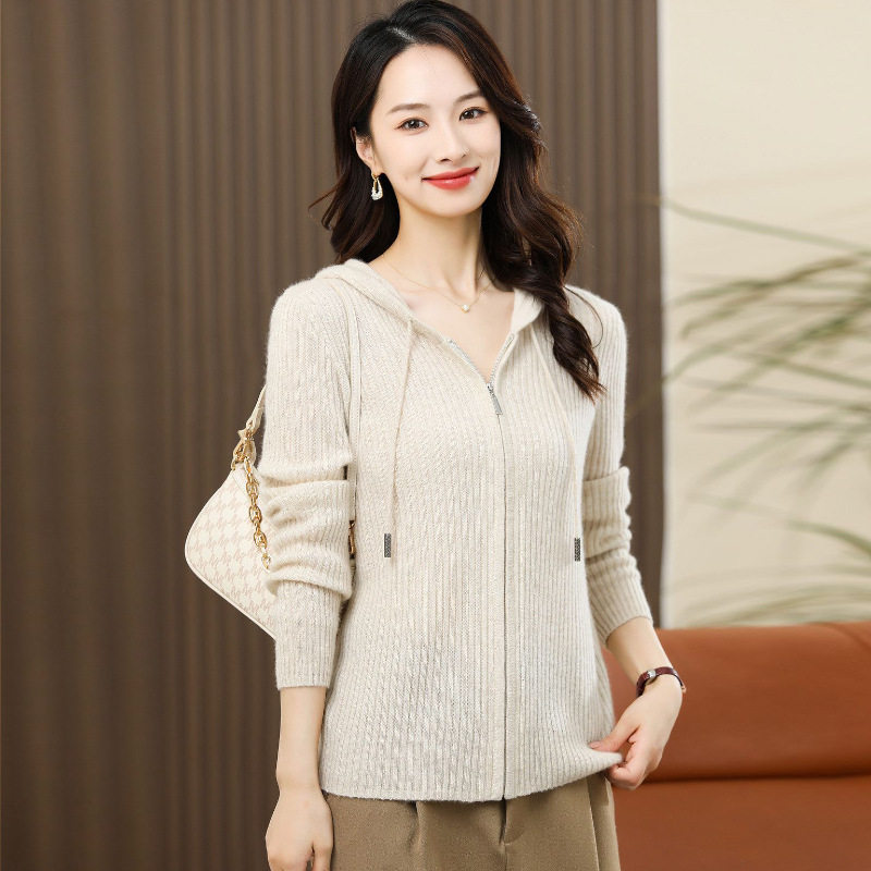 秋冬高级感连帽针织衫女装内搭打底拉链毛衣羊绒衫卫衣慵懒风上衣,女装/女士精品,羊绒衫,淘宝优惠券,粉丝福利购,淘宝优惠卷