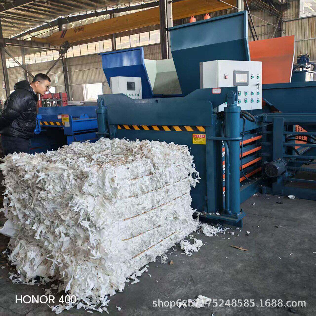 全自动卧式废纸塑料打包机压缩滴灌带矿泉水胶皮胶带塑料纸打包