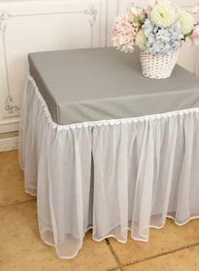 仿小羊皮浅灰色蕾丝桌布防油防水全包茶几罩方桌麻将机罩床头柜罩