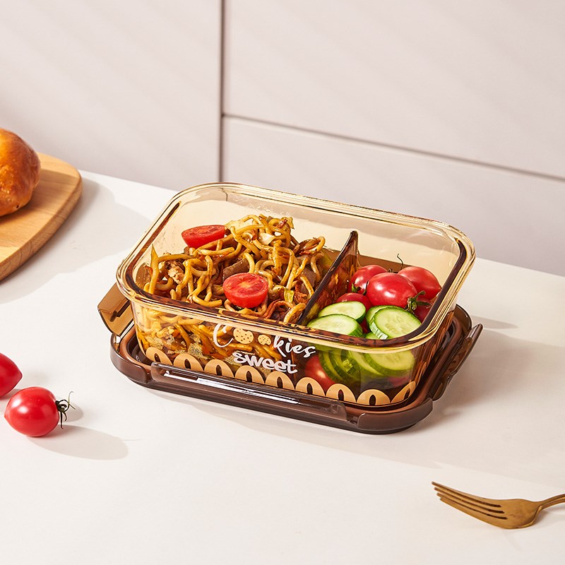 玻璃保鲜盒分隔便当盒高硼硅饭盒微波炉加热专用碗上班族带饭餐盒