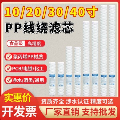 线绕滤芯10寸20寸30寸40寸PP棉精密保安过滤器通用电镀过滤机工业