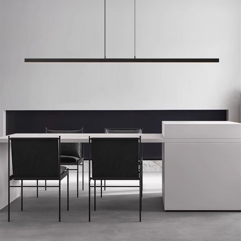 意式极简 升降餐厅吊灯现代简约一字长条led设计吧台岛台餐桌吊灯