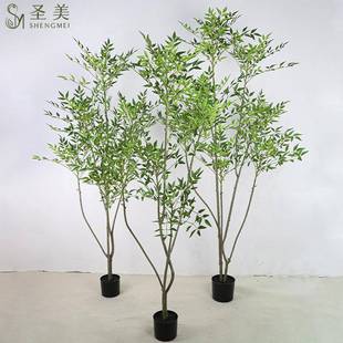 仿真南天竹绿植物室内客厅装饰摆件新中式植物酒店样板间摄影家居