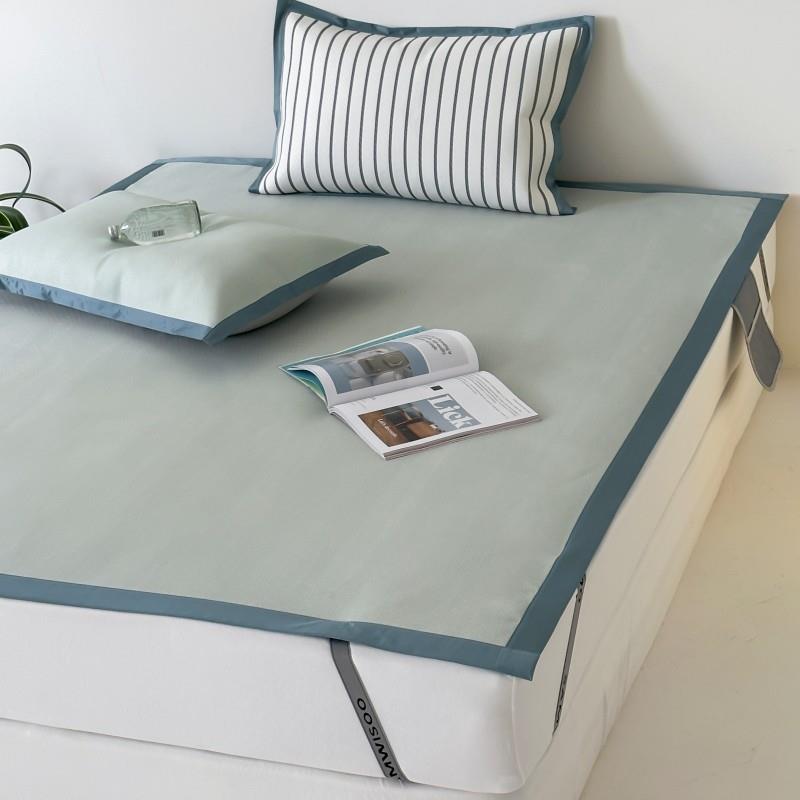 A类抗菌夏季冰丝凉席三件套可水洗床笠款双人1.5m1.8米空调软席子