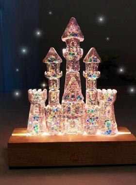 抖音手工diy水晶胶城堡小夜灯 旋转木马模具ab环氧树脂套装材料包