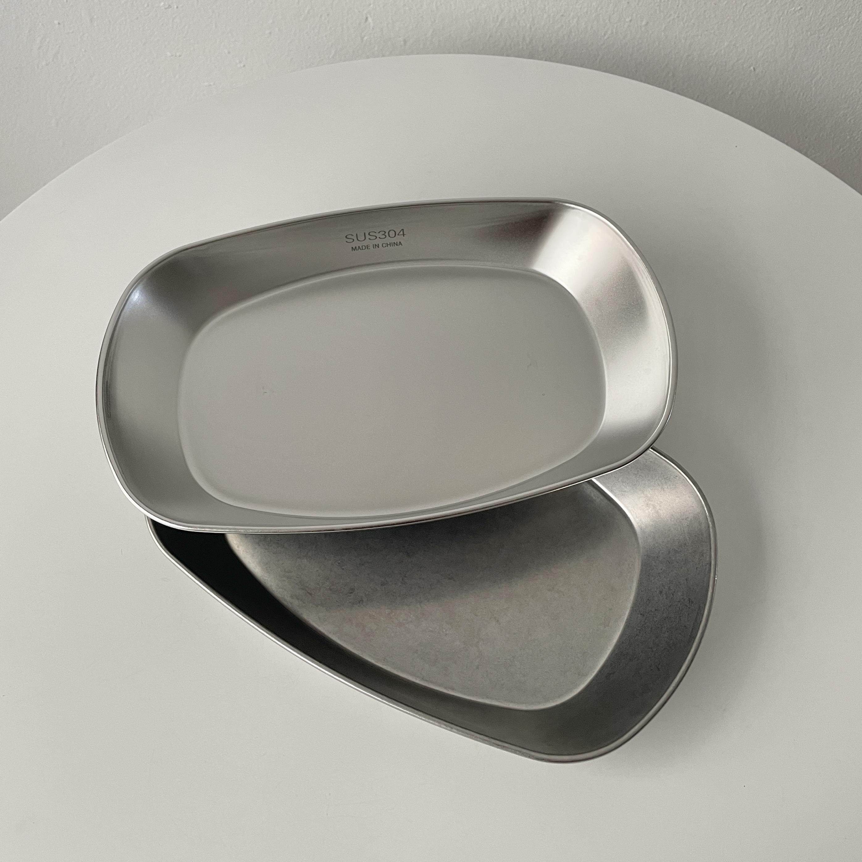 304覆古盘子不锈钢长方形餐盘牛排薯条炸鸡水果盘甜品蛋糕盘商用