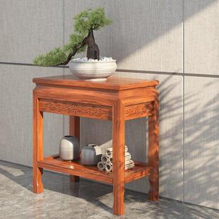 实木中式茶几沙发边几窄角几方几边桌边几侧桌老榆木奇石架鱼缸架