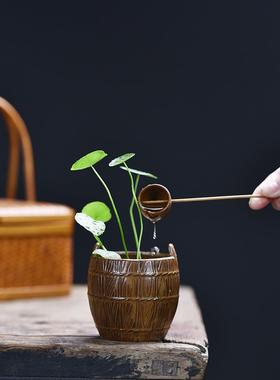 复古创意陶瓷小花器禅意小摆件家居茶室茶道花瓶水培插花茶桌装饰