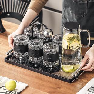 轻奢简单的玻璃杯套家庭客厅款待饮用杯耐热茶杯茶壶水套茶具