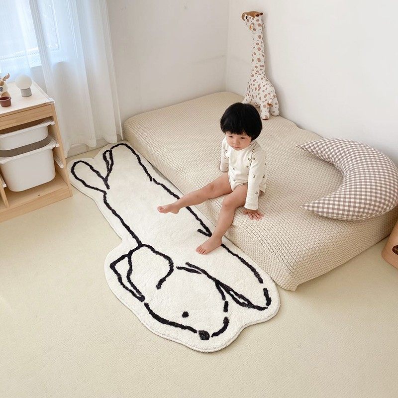 卡通动物卧室床边地毯电脑椅儿童房加厚无胶秋冬不规则地垫可机洗,居家布艺,家用脚垫,淘宝优惠券,粉丝福利购,淘宝优惠卷