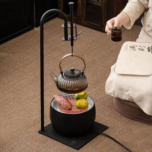 家用室内户外炭烤炉玻璃煮茶器茶具套装 吊壶围炉煮茶壶悬挂中式