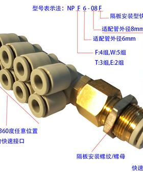 ONPO NPF0606通双排快插管4组一进八出一分八一拖8集成分支管接头