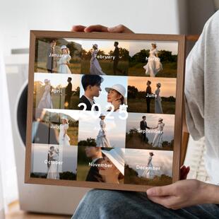 定制情侣婚纱照实木相框摆台多宫格加打印影楼高清结婚写真照照片