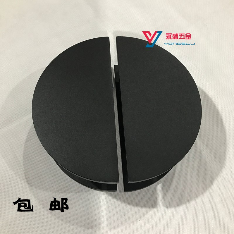 简约半圆形钢化玻璃大门拉手定制实木门把手黑色酒店门面拉手现代