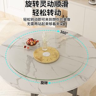 大圆桌转盘旋转家用钢化玻璃餐桌底座圆桌面饭桌手动转台火锅圆台
