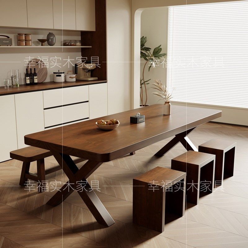 纯实木桌家用办公电脑桌子现代简约长条工作台书房写字学习大板桌