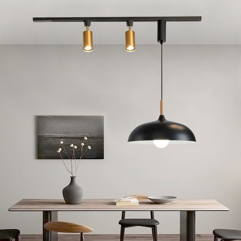 餐厅灯吊灯侘寂风复古可移位轨道式带射灯中古风餐桌吧台商用吊灯