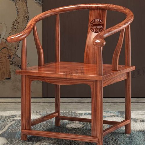 实木中式圈椅三件套卷书椅官帽椅仿古太师椅茶椅主人椅家用靠背椅