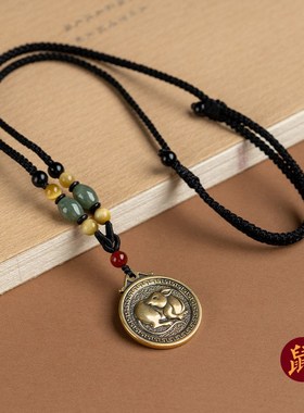 黄铜十二生肖复古项链长款吊坠民族风本命年毛衣T大日如来属兔龙