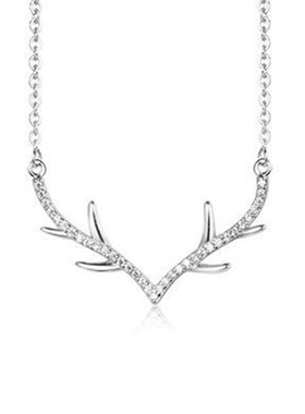 释爱一鹿有你项链女小众设计时尚气质 简约9M25银麋鹿角短款锁骨