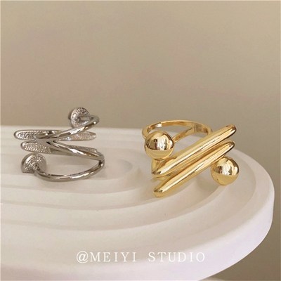 小众设计b冷淡风简约金属夸张戒指高级感时髦轻奢外贸爆款指环配