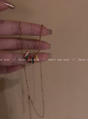 彩色圈圈项链女高级感精致配w饰锁骨链轻奢小众设计百搭脖颈链