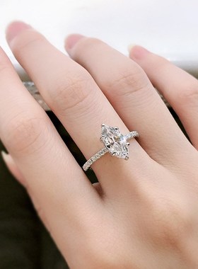 珠宝 2023新款925银女神马眼戒指高碳钻指T环欧美风时尚百搭