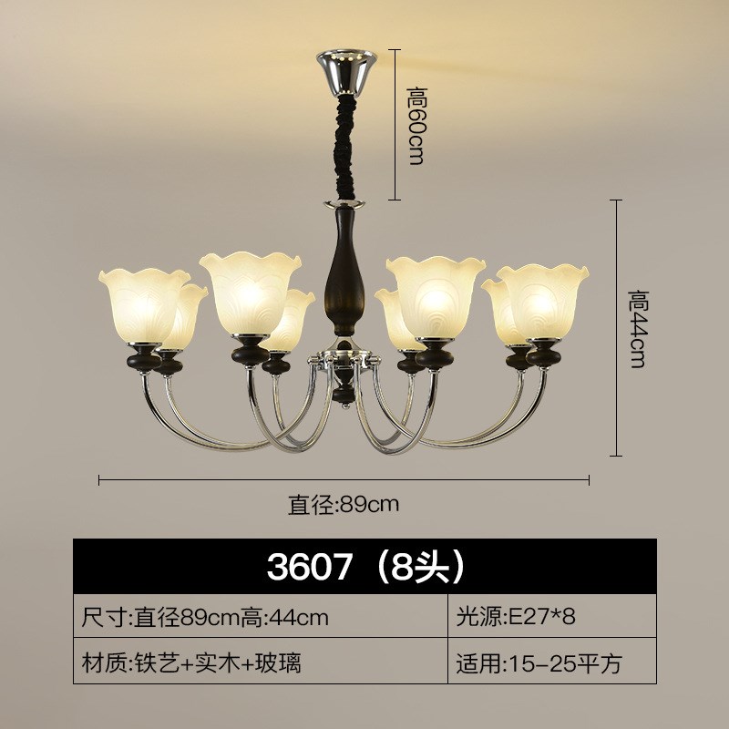 58中古风客厅吊灯檀木创意复古餐B厅书房卧室法式实木2024中山灯