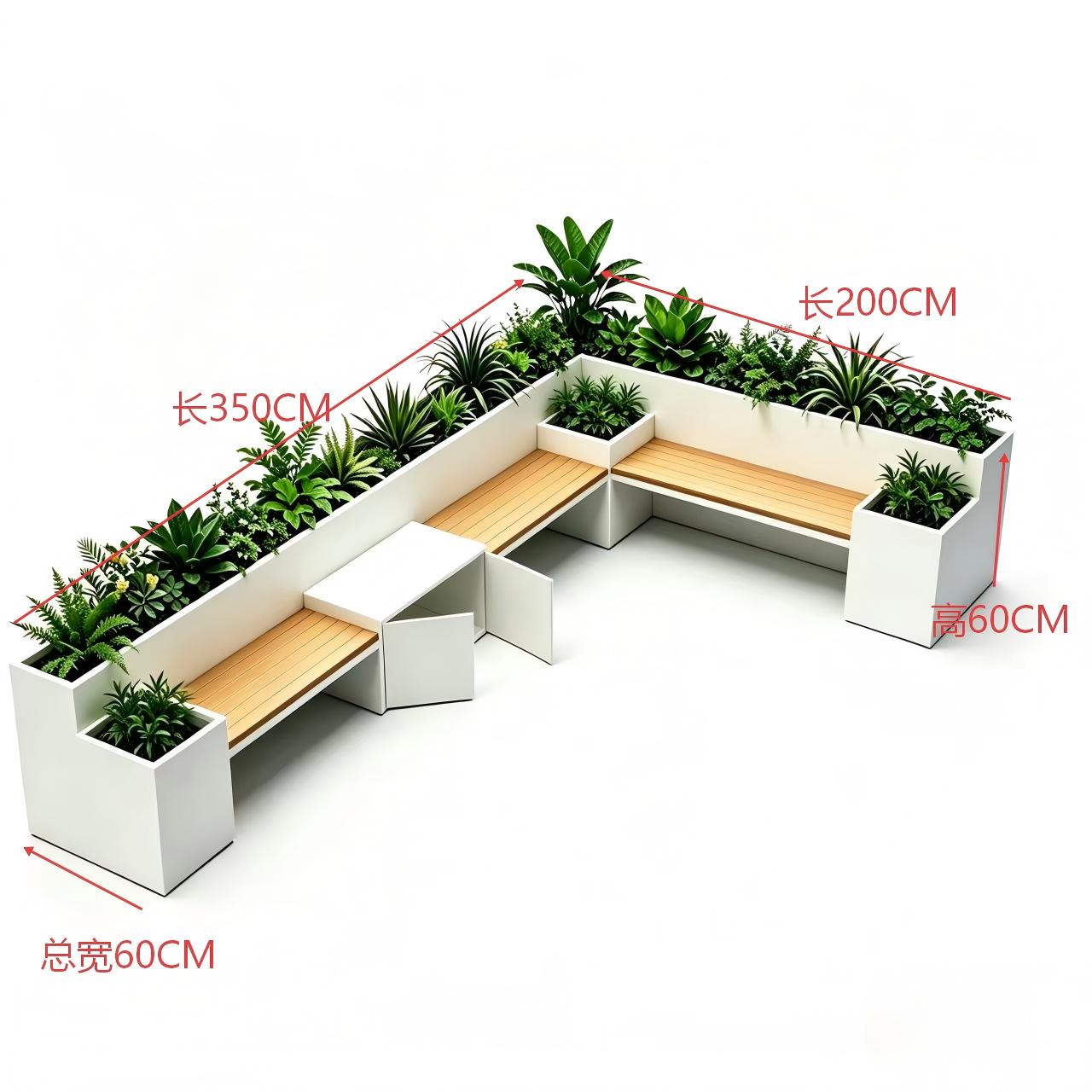 户外庭院耐用花箱坐凳座椅可定制图片