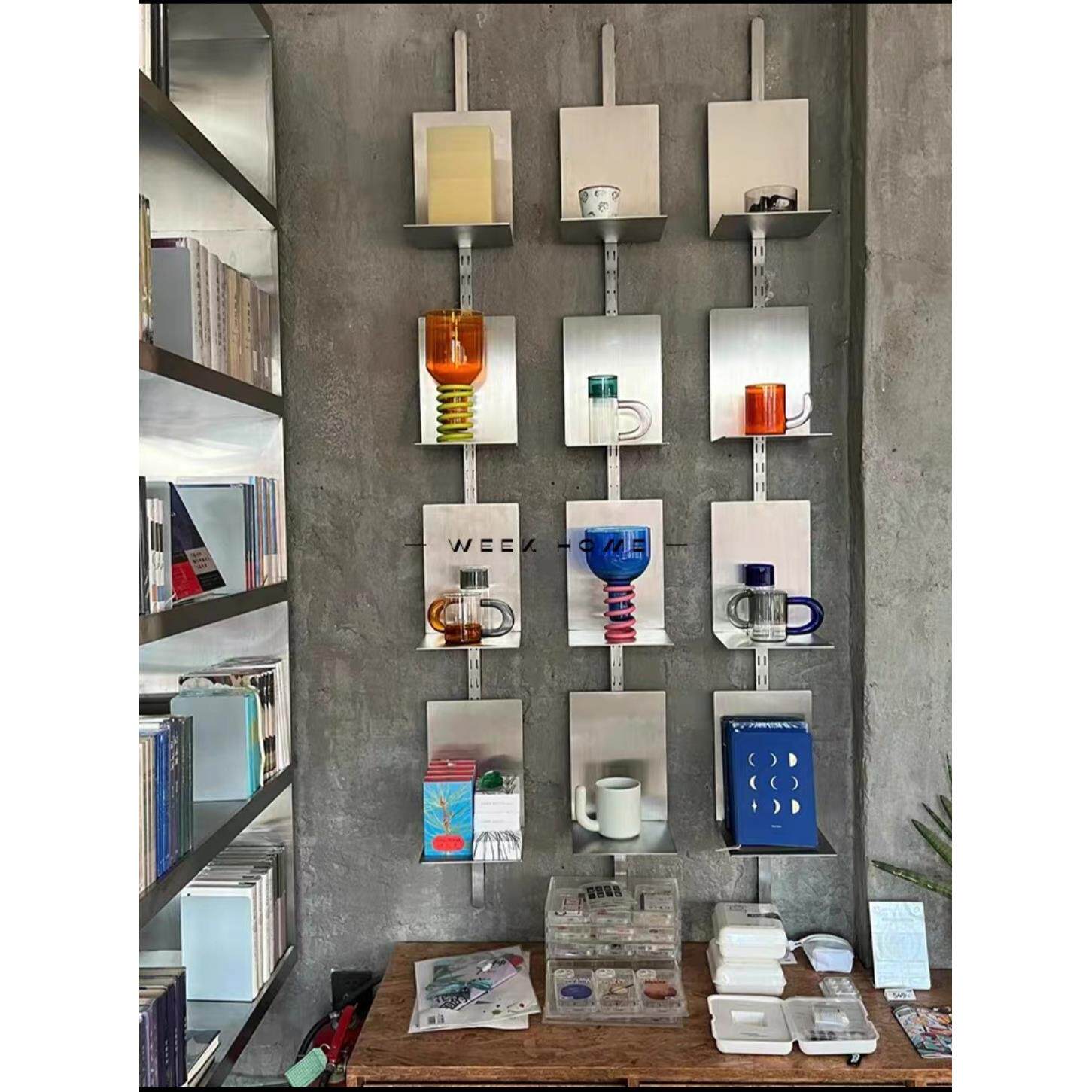 不锈钢挂墙Vitsoe隔板置物架墙上装饰展示架可调节壁挂开放式书架
