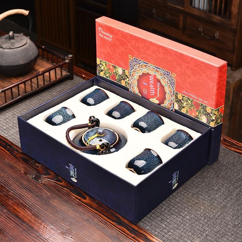 淄博茶具博山陶瓷琉璃大观园窑变整套装功夫茶具一壶六杯礼盒装