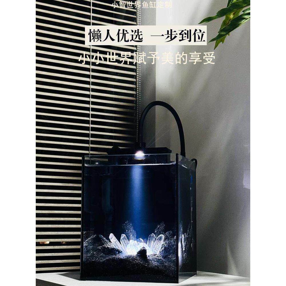 小智世界永业星空台式鱼缸水晶小客厅玻璃鱼缸静音不换水桶鱼缸