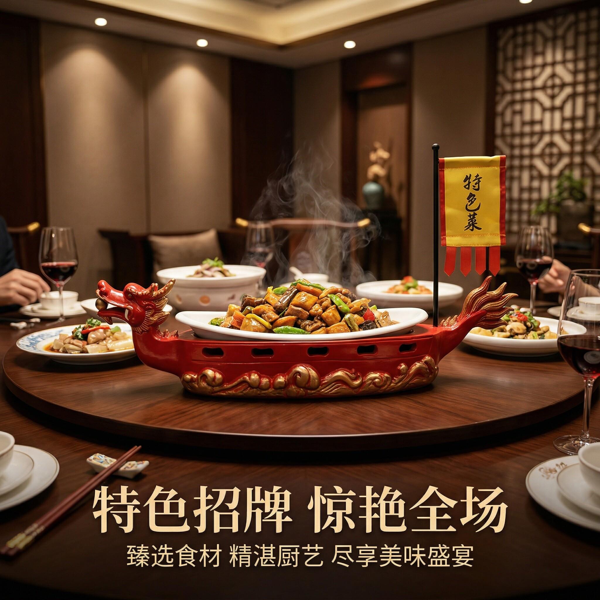 龙舟干冰创意餐具特色龙船火锅店餐厅明档摆台刺身盘牛羊肉盘加热