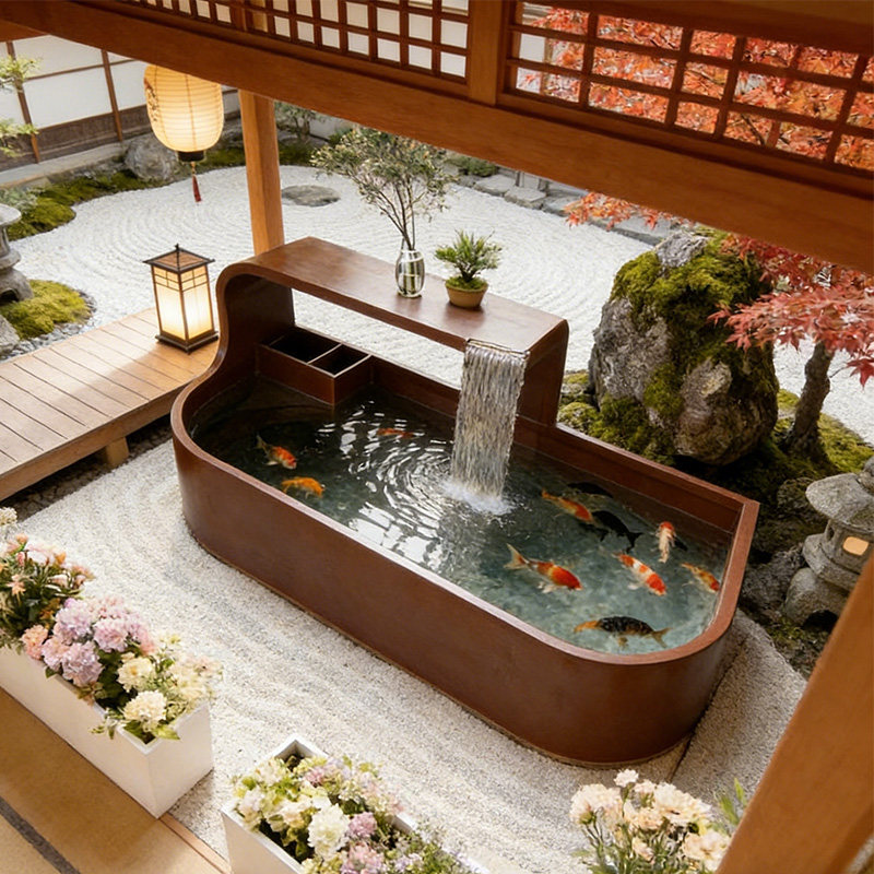 不锈钢鱼缸成品定制流水摆件室内外庭院阳台客厅造景装饰循环水景,家居饰品,流水摆件,淘宝优惠券,粉丝福利购,淘宝优惠卷