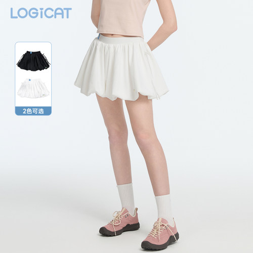 LOGICAT花苞裙2026夏季新款显瘦防走光黑白色半身裙a字百褶短裙