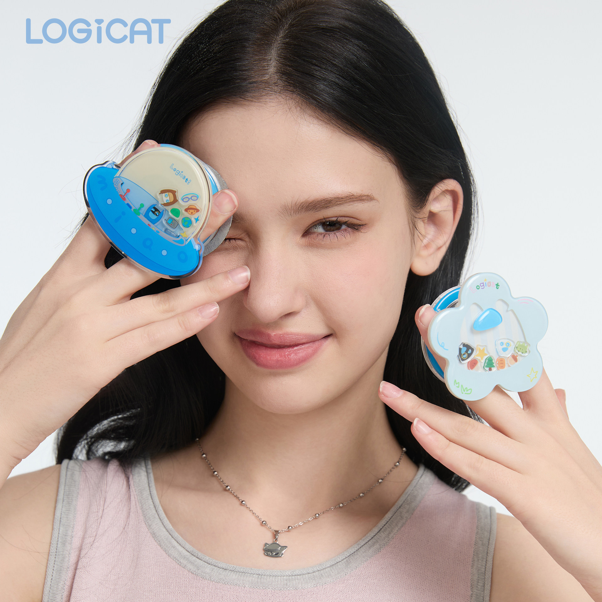 蒲熠星LOGICAT手机支架原创猫咪摇摇萌粒懒人手机立体磁吸支架图片