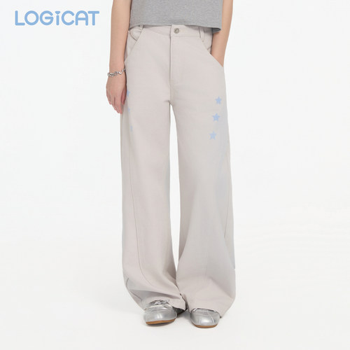LOGICAT弯刀裤慵懒松弛感高颜值显瘦修饰腿型宽松阔腿牛仔裤