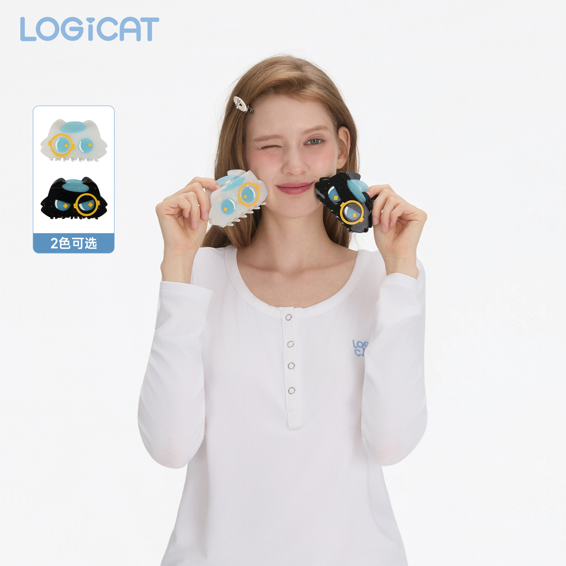 LOGICAT猫咪抓夹2026年新款后脑勺盘发醋酸发抓发夹半扎鲨鱼夹图片