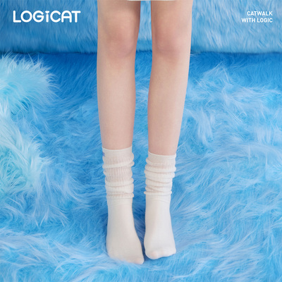LOGICAT堆堆袜百搭吸汗透气男女袜子2026新款夏季薄款白色中简袜