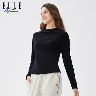 上衣 透气亲肤舒适户外简约长袖 ELLE ACTIVE半高领运动T恤25年秋款