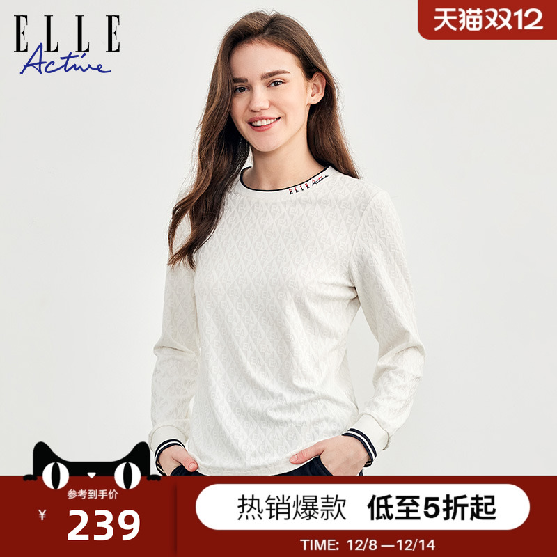 ELLEACTIVE女装休闲提花格子T恤