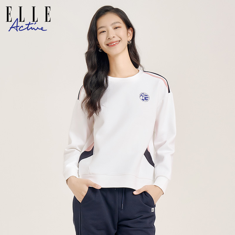 ELLEACTIVE运动圆领长袖卫衣女