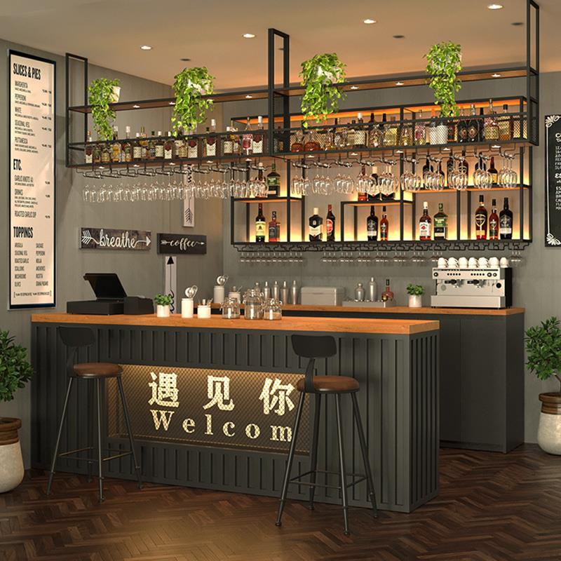 铁艺复古工业风收银台餐厅接待台吧台桌酒吧台转角奶茶店柜台简约