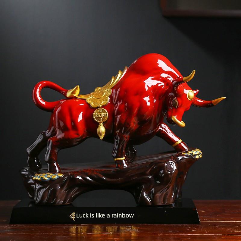 采购产品陶瓷牛装饰品,吸引财富,镇屋,牛,家庭客厅,办公室桌