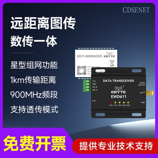 无线数传图传一体模块868/915M全双工双向通信星型组网无人机透传