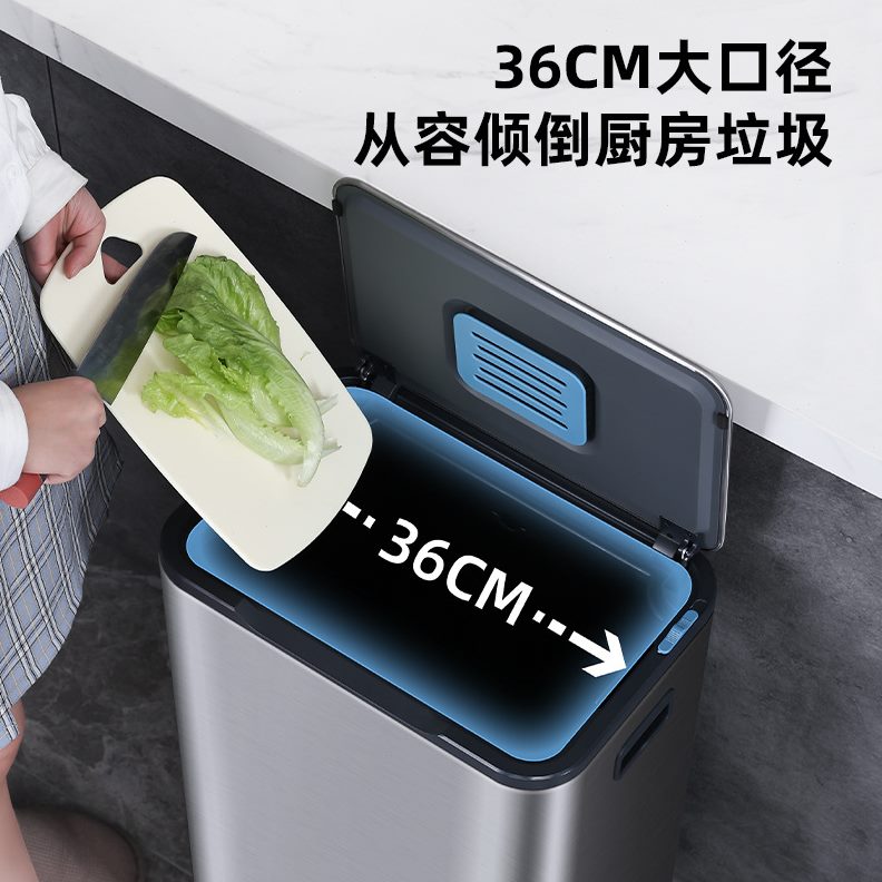 带家用常开一静音厨房大容量内桶缓降除异味键脚踏式垃圾桶不锈钢