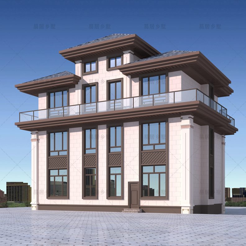 半建筑施工图5豪华新农村图纸40新中式别墅自建房型设计大气三层