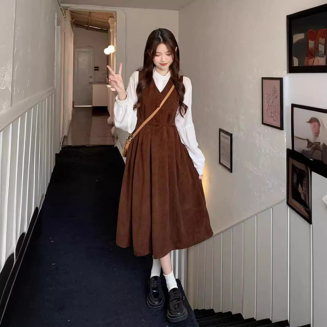 初秋季连衣裙背带两件套日系学院风套装裙子女秋冬2025年新款